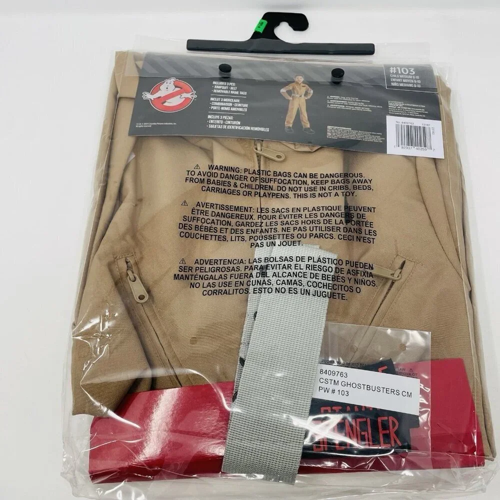 Ghostbusters Youth Child Unisex Medium 8-10 Jumpsuit Halloween Costume in‎ Brown - Picture 5 of 8